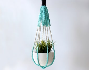 Macrame Plant Hanger, Hanging Planter, No Tassel, Cat Friendly