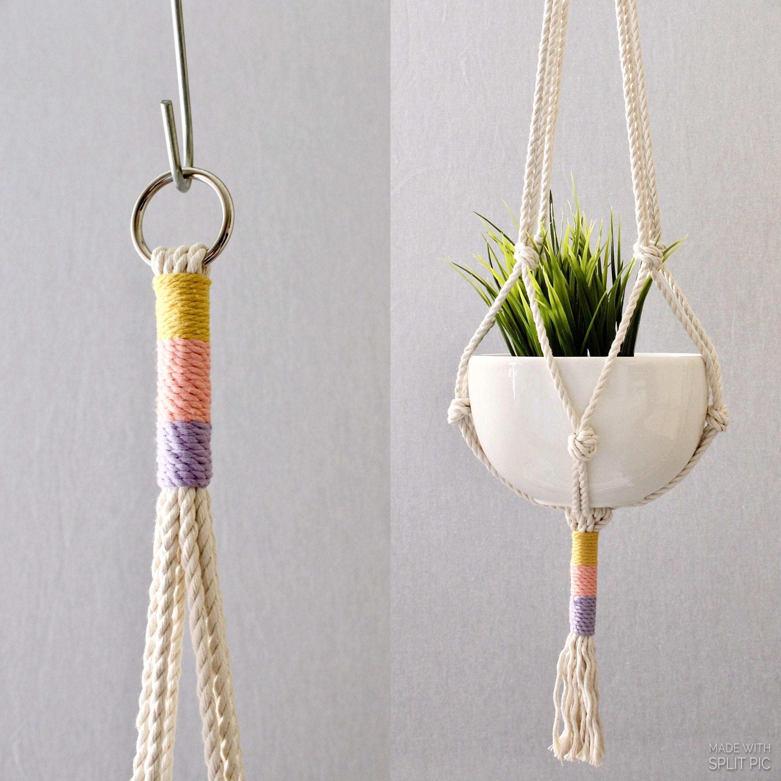 Macrame Plant Hanger, Hanging Planter, Color Block, Birthday Gift *no  Tariffs/fees to USA - Etsy