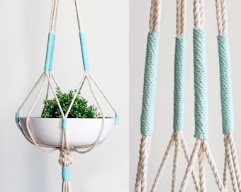 Macrame Plant Hanger, Hanging Planter, Color Block, Large Macrame Plant Hanger