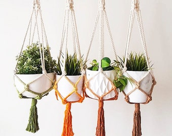 Macrame Plant Hanger, Hanging Planter, Dip Dyed