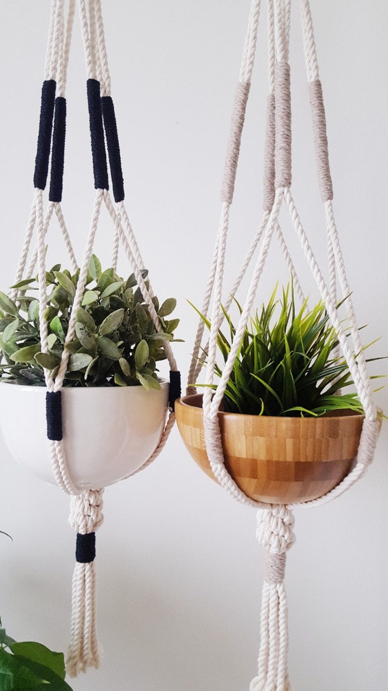 Macrame Plant Hanger, Hanging Planter, Color Block, Macrame Plant Holder image 3