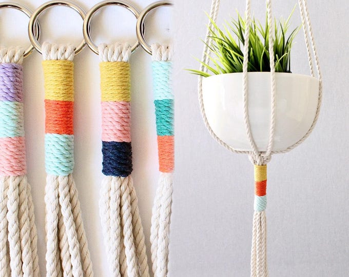 Handmade Macrame Plant Hanger: Natural Cotton Rope, Indoor Decor