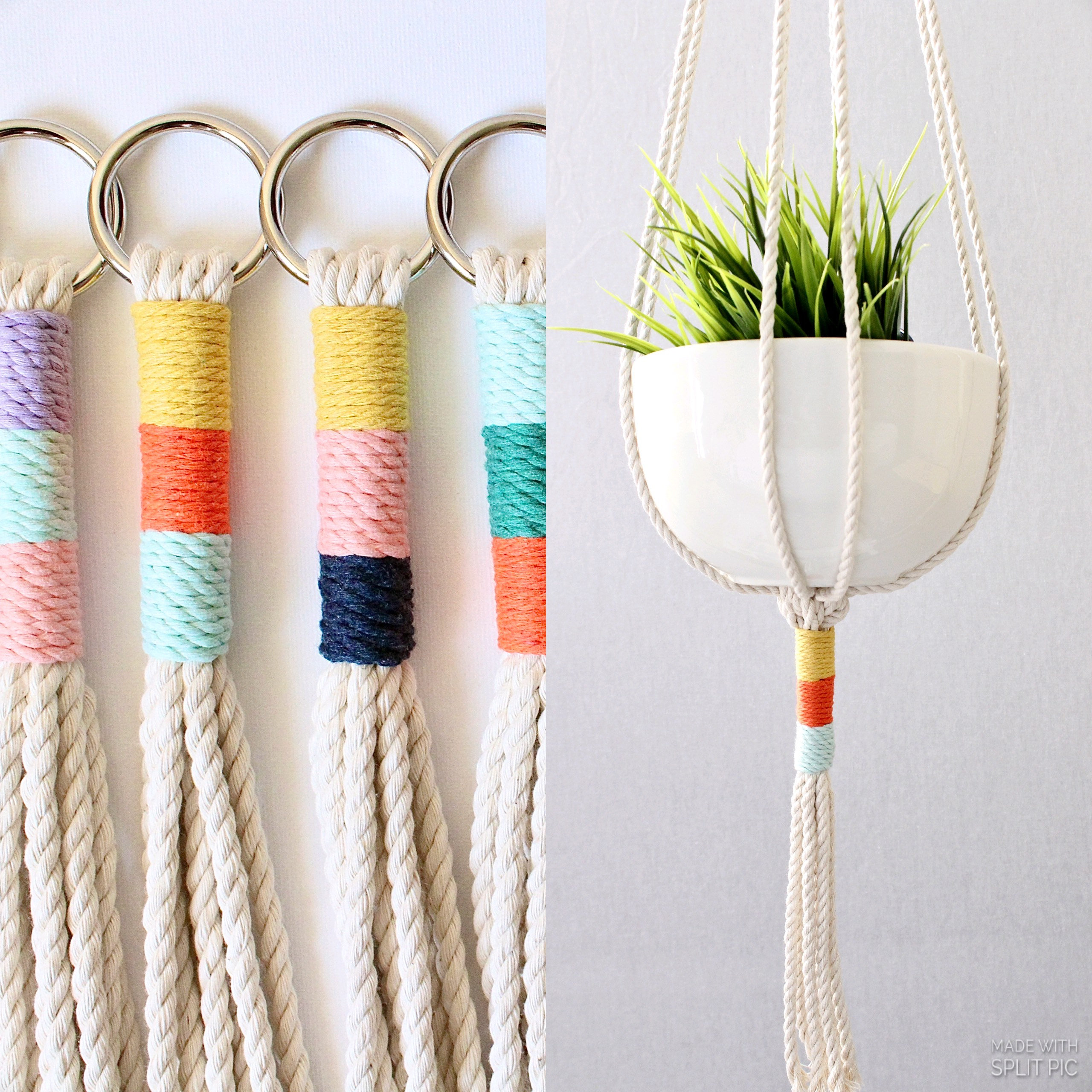 Cintre de Plantes en Macramé, Jardinière Suspendue, Cintre Mince, d'intérieur, Bloc Couleur