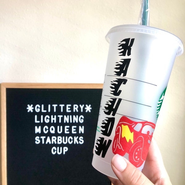 Lightning McQueen Starbucks Cup / Disney’s Cars / Custom Starbucks Cup / Confetti Starbucks Cup