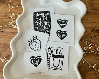 Strawberry Linocut Print | Handmade Linocut Art Print