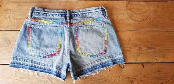 Hand Embroidered Rainbow Pride Shorts 
