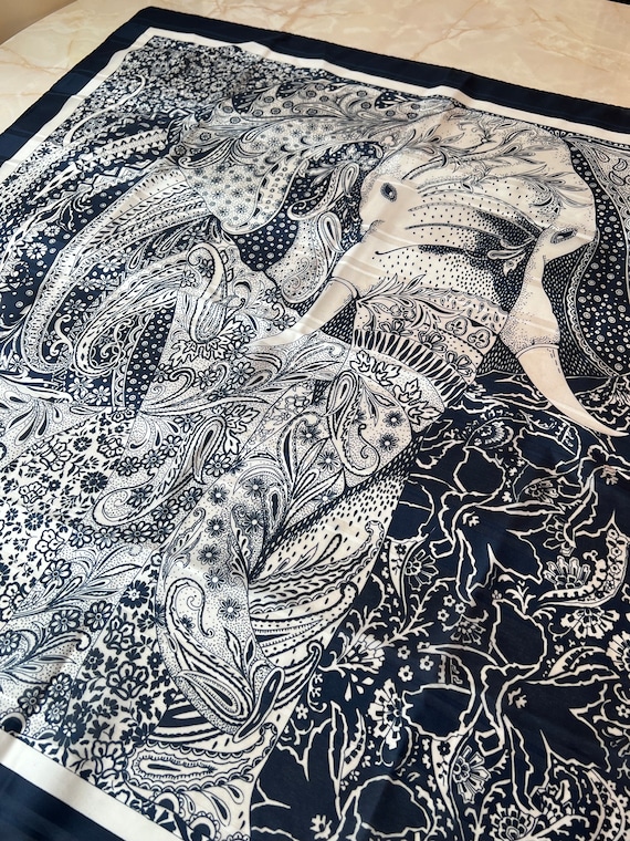 Vintage Elephant Paisley Scarf, circa 1990’s - image 7