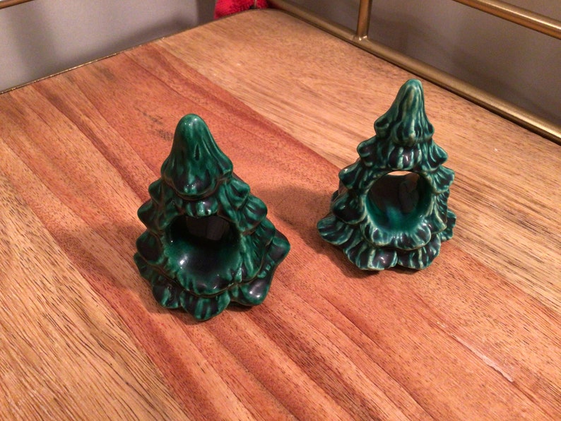 Vintage Ceramic Tree Napkin Holders Set of 2 Christmas image 5