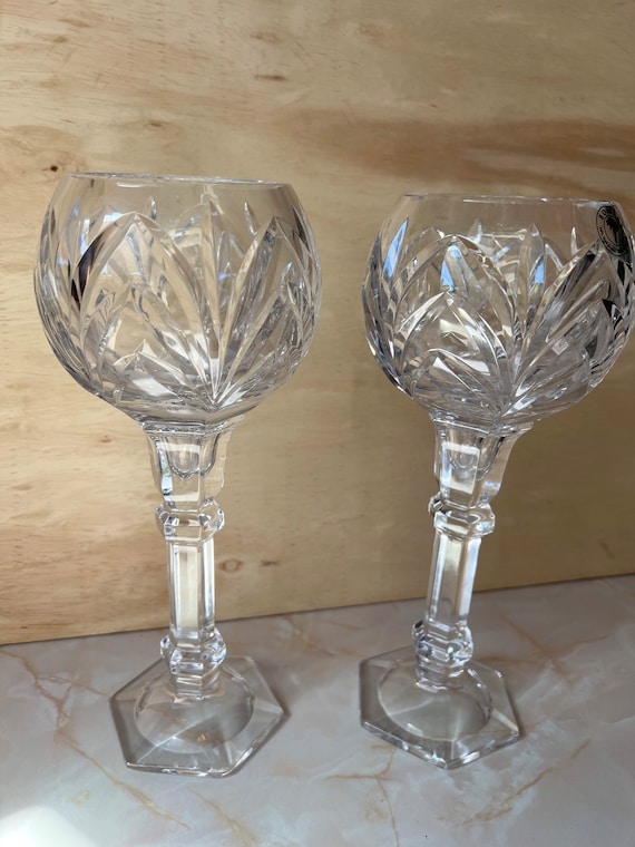 Vintage Crystal Bombay Goblet Candle Holders Set of 2 Etsy