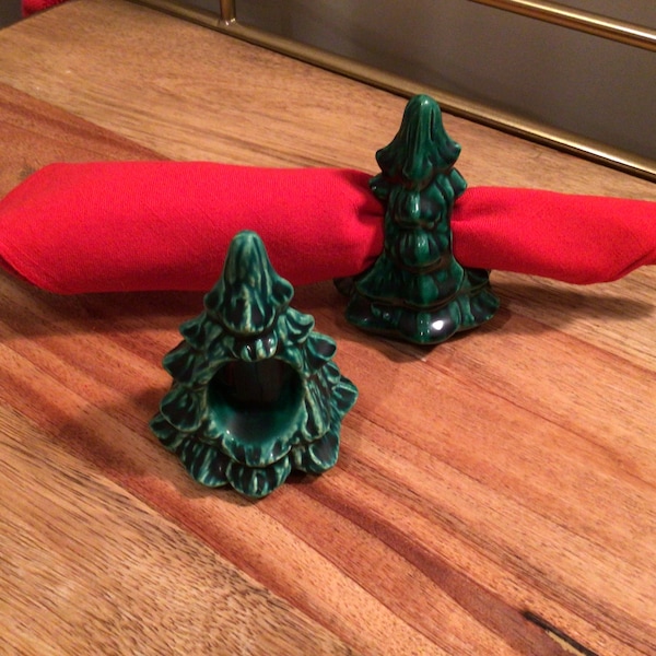 Vintage Ceramic Tree Napkin Holders - Set of 2 - Christmas