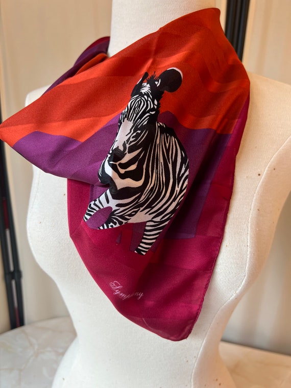 Vintage Zebra scarf by Symphony Scarfs, Made in I… - image 8
