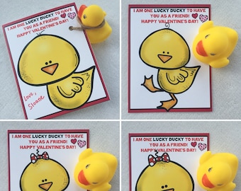 Printable Lucky Ducky kids class valentine, gender neutral, digital download, DIY, rubber duck