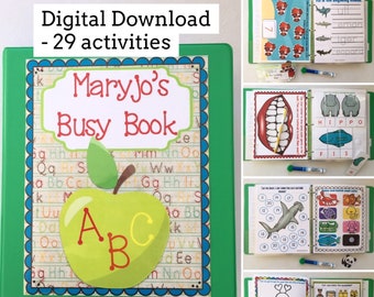 Digital Download PreK Busy Book, Classroom, Quiet Book, activity book, alphabet, preschool, educational activities, binder, homeschool, PDF