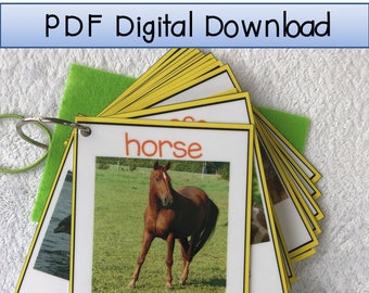 Digital Download Real Life Pictures Animal Flash Cards, tracing cards, montessori animal cards, preschool, animal identification, homeschool