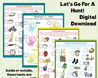 Scavenger hunt chores, foods, household, color scavenger hunt, Digital Download, printable, chore chart, boredom busters, games for kids