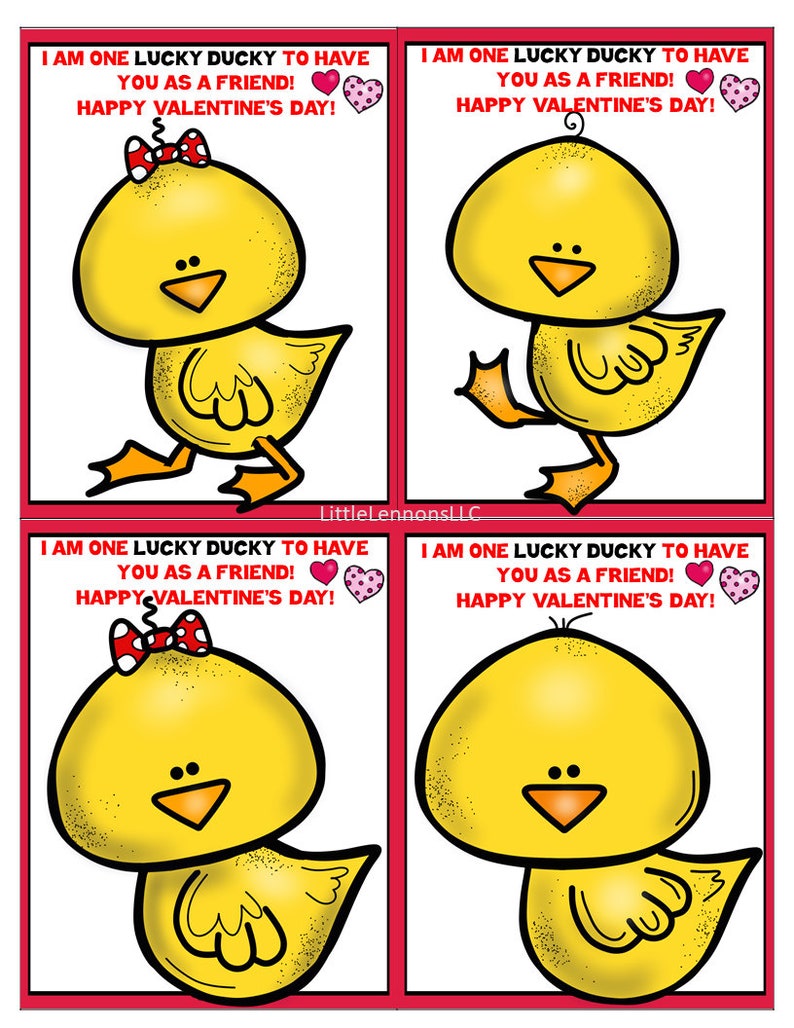Printable Lucky Ducky kids class valentine, gender neutral, digital download, DIY, rubber duck image 4