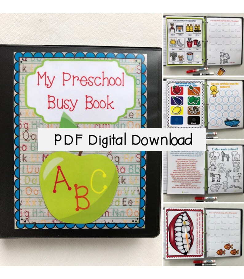 DIGITAL DOWNLOAD Preschool Busy Book Quiet Book Dry Erase Etsy