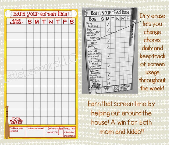 Earn Screen Time Chart