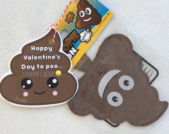 Printable Poop Emoji kids class valentine, gender neutral, digital download, DIY, elementary school, unique valentines, funny