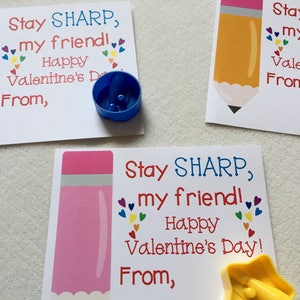 Printable Valentine, Pencil Sharpener, elementary school Valentine, Valentine's day, kids printable, pencil valentine, first grade, non food image 7