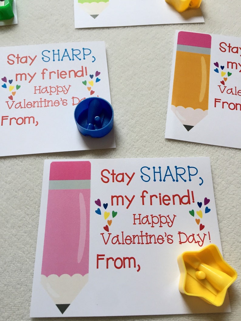 Printable Valentine, Pencil Sharpener, elementary school Valentine, Valentine's day, kids printable, pencil valentine, first grade, non food image 7