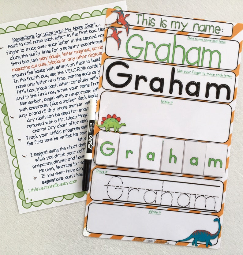 Dinosaur My Name Mat learn to write name spell name trace Etsy