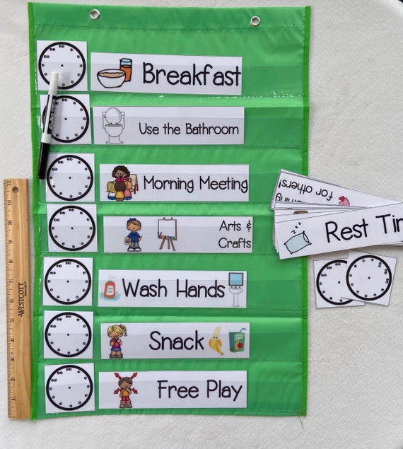 Pocket Chart Visual Schedule preschool shipped 35 cards 9 Etsy