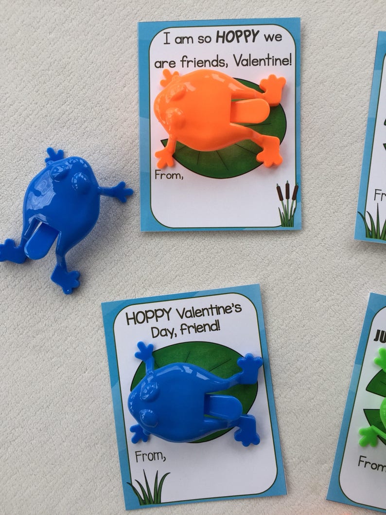 Printable Frog Hoppy Valentine Preschool School Etsy