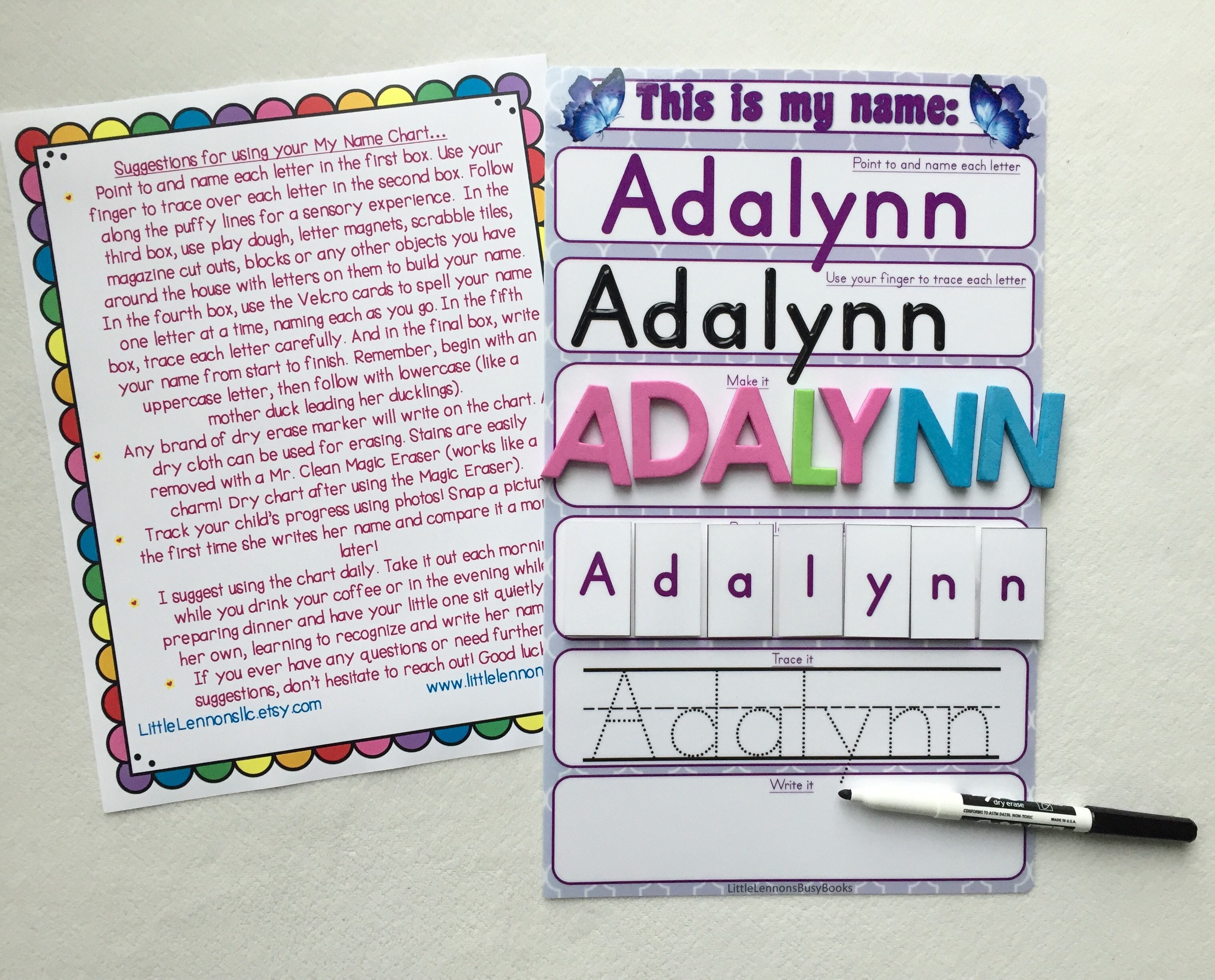 My Name Mat learn to write name spell name trace name Etsy