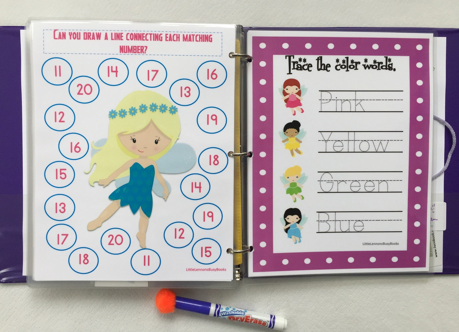 Fairy Preschool Custom Dry Erase Activity Book Busy Book Etsy