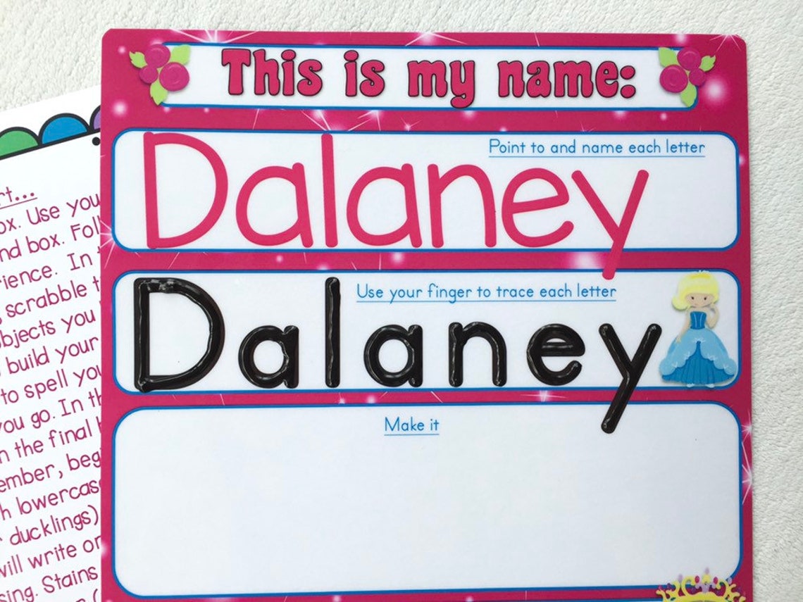 My Name Mat princess learn to write name spell name trace Etsy