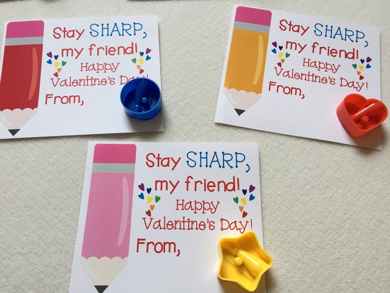 Printable Valentine, Pencil Sharpener, elementary school Valentine, Valentine's day, kids printable, pencil valentine, first grade, non food image 6