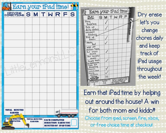 Chore Chart For Electronic Time