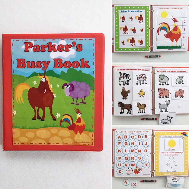 Farm Toddler Dry Erase Activity Book Personalized Busy Book Etsy