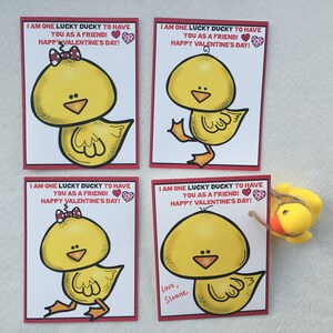 Printable Lucky Ducky kids class valentine, gender neutral, digital download, DIY, rubber duck image 3