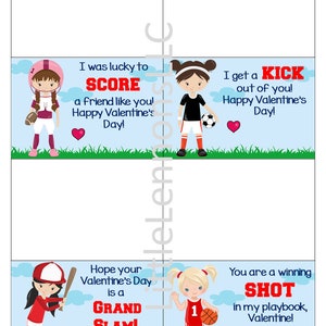 Printable Sports kids class valentine, both genders, digital download, DIY, baseball, soccer, football, basketball image 9