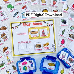 Digital Download Food Choice Board, Menu, visual, autism, adhd, speech, therapy, foods, picture board, dinner, nonverbal, chart, resource