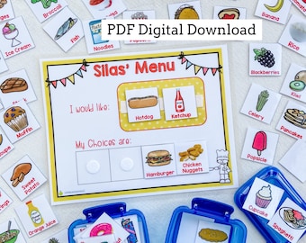 Digital Download Food Choice Board, Menu, visual, autism, adhd, speech, therapy, foods, picture board, dinner, nonverbal, chart, resource