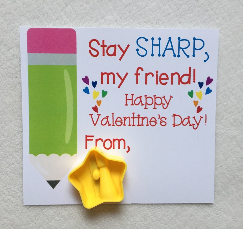 Printable Valentine, Pencil Sharpener, elementary school Valentine, Valentine's day, kids printable, pencil valentine, first grade, non food image 5