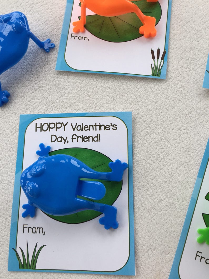 Printable Frog Hoppy Valentine Preschool School Etsy