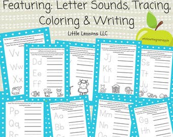 Printable alphabet tracing, writing, coloring pages, beginning sounds, learn to write, letters, preschool, diy, homeschool, worksheets, car