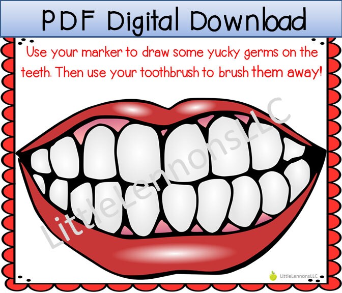 Digital Download Brush My Teeth Dental Health Hygiene Fine Etsy UK