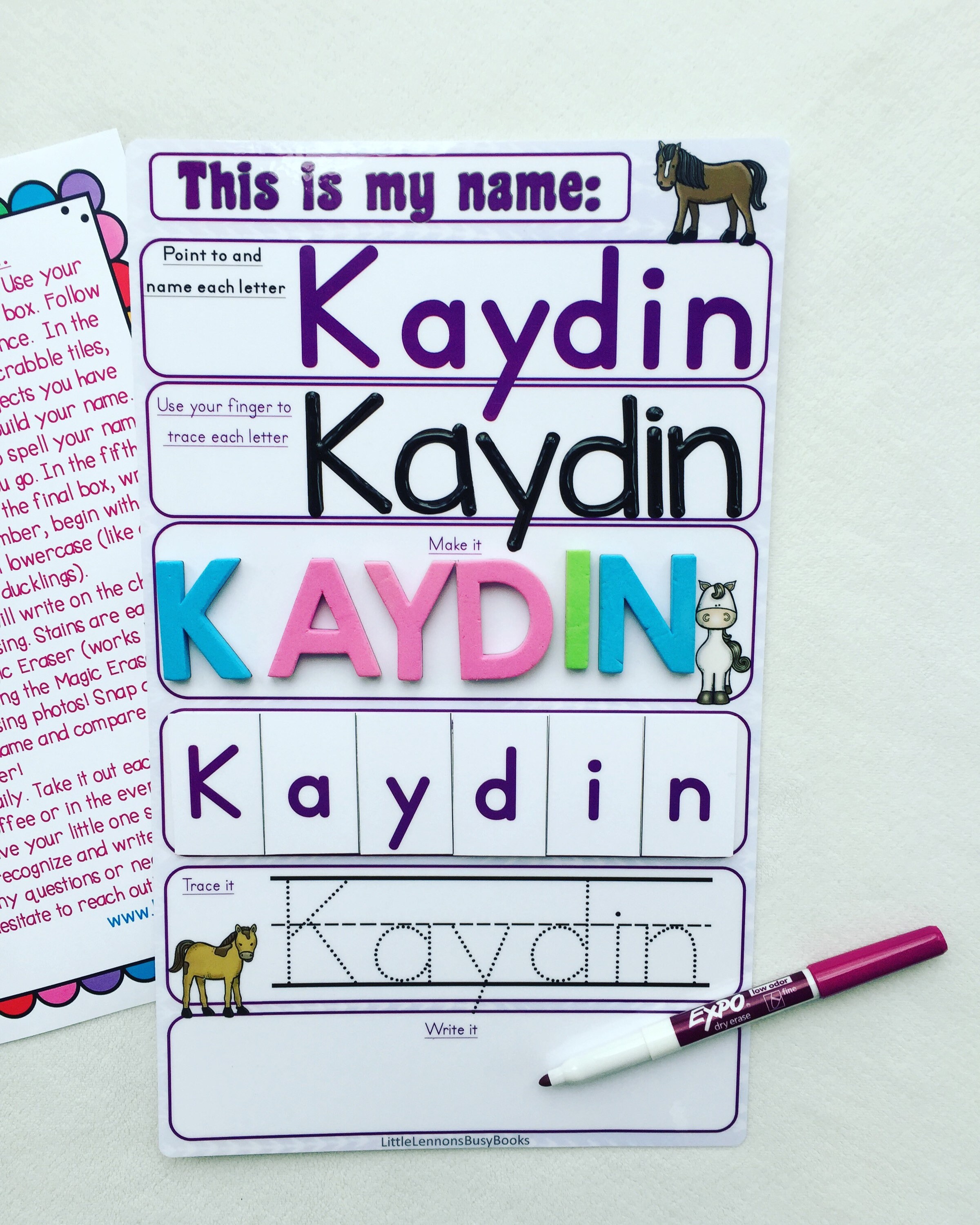 Horse Name Mat learn write name spell name trace name Etsy