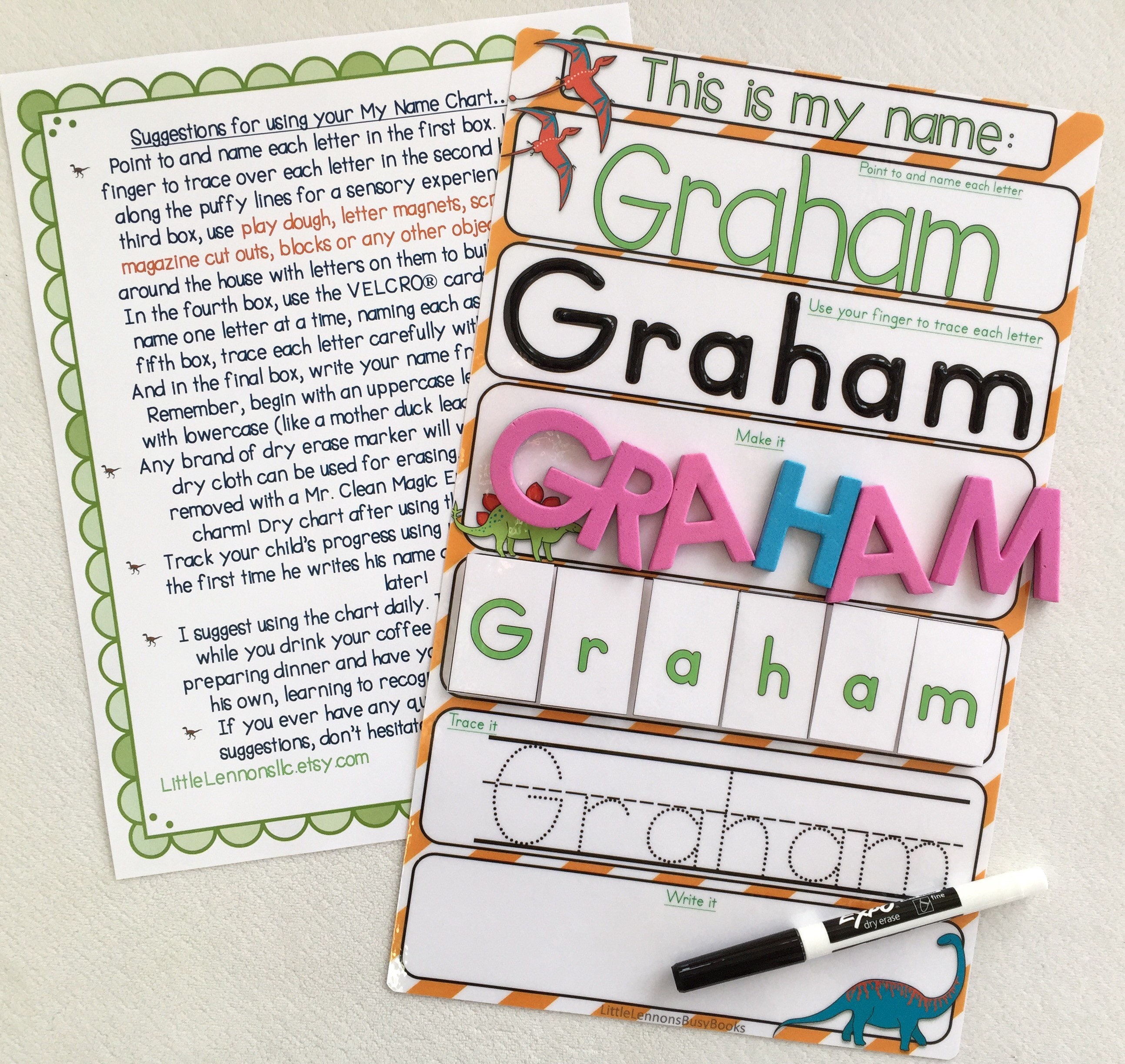 Dinosaur My Name Mat learn to write name spell name trace Etsy