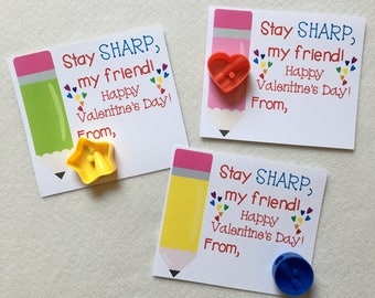 Printable Valentine, Pencil Sharpener, elementary school Valentine, Valentine's day, kids printable, pencil valentine, first grade, non food