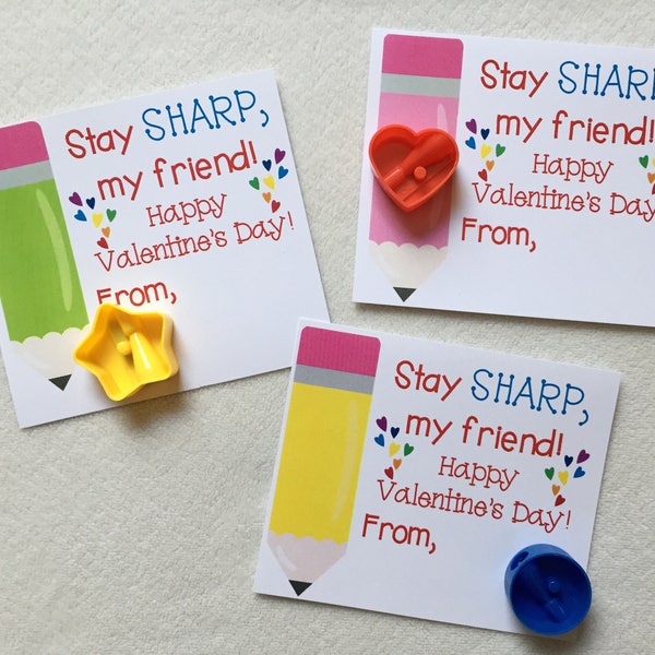 Printable Valentine, Pencil Sharpener, elementary school Valentine, Valentine's day, kids printable, pencil valentine, first grade, non food