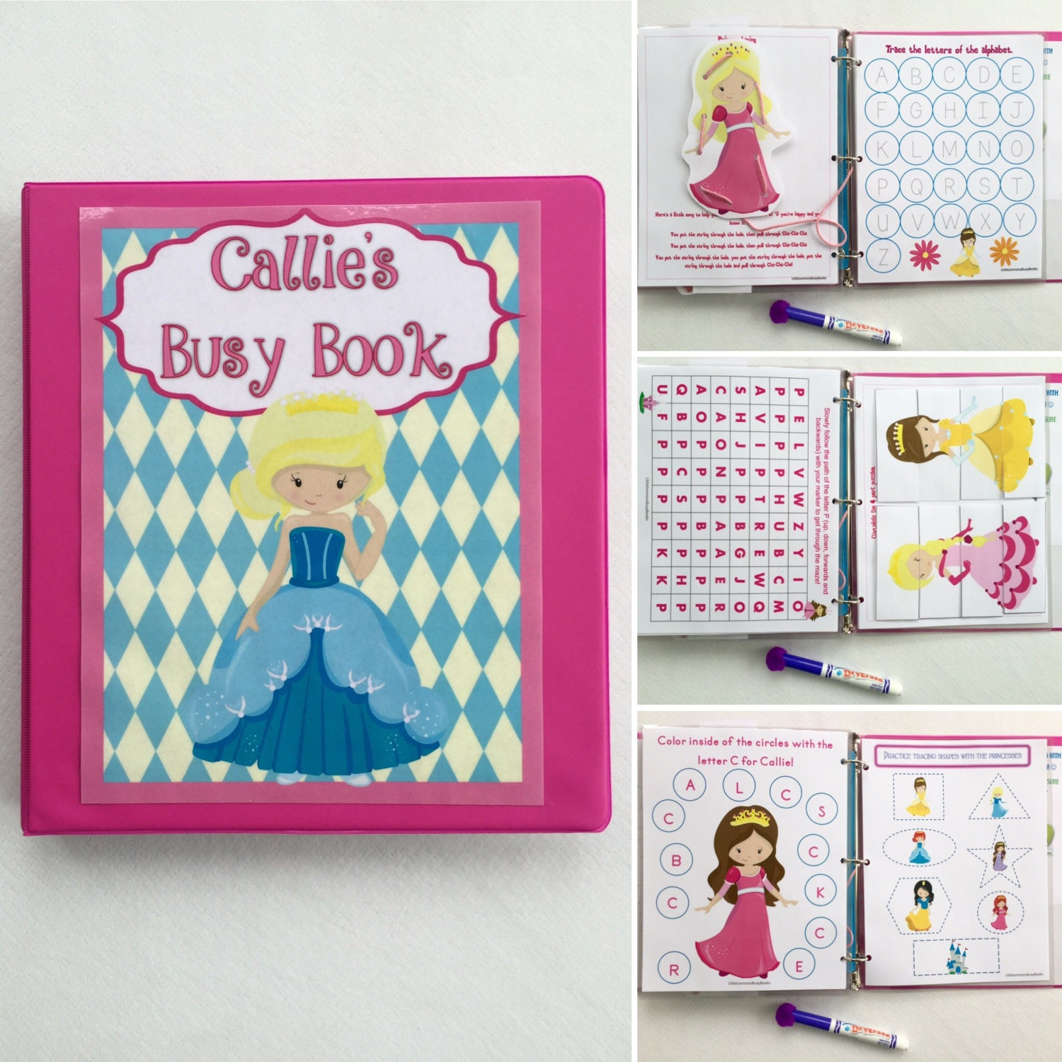 Preschool Princess Dry Erase Activity Book Busy Book Quiet Etsy