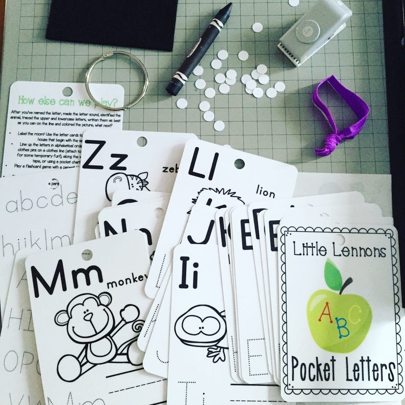 Dry erase alphabet clip cards flash cards laminated trace Etsy