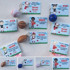 Printable Sports kids class valentine, both genders, digital download, DIY, baseball, soccer, football, basketball image 3