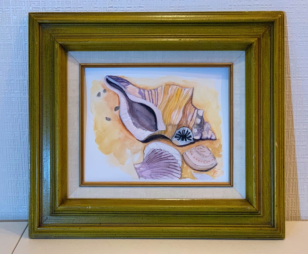 Beach Day / Sandy Shells OOAK Watercolor 8x10 Original Painting (frame ...